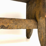 Beautiful Much Used Primitive Bench with Old Yellow and White Paint