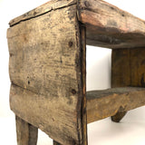 Beautiful Much Used Primitive Bench with Old Yellow and White Paint