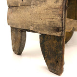 Beautiful Much Used Primitive Bench with Old Yellow and White Paint