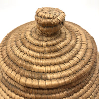 Yup'ik Northwest Coast Native American Lidded Coiled Grass Basket