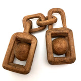 Two Linked Balls in Cage Carved Pine Whimsy