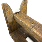 Beautiful Much Used Primitive Bench with Old Yellow and White Paint