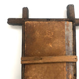 Antique Folk Art Watercolor Bookplate in Hand-Carved Period Frame
