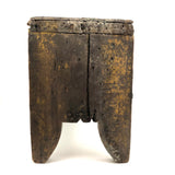 Beautiful Much Used Primitive Bench with Old Yellow and White Paint