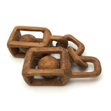 Two Linked Balls in Cage Carved Pine Whimsy