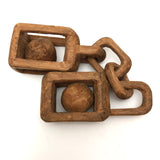 Two Linked Balls in Cage Carved Pine Whimsy