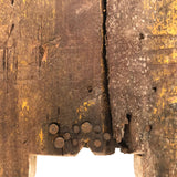 Beautiful Much Used Primitive Bench with Old Yellow and White Paint