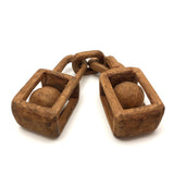 Two Linked Balls in Cage Carved Pine Whimsy