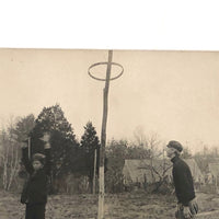 Beautiful Boys Playing Basketball Antique Real Photo Postcard