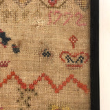 1772 Alphabet Sampler on Linen with Hearts and Crowns