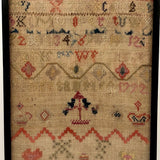 1772 Alphabet Sampler on Linen with Hearts and Crowns