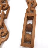 Carved 20 Inch Whimsy Chain with Hook and Ball in Cage