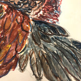 Expressionistic 1930 Watercolor of Pheasant