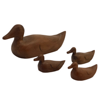 Hand-carved Wood Mother Duck and Three Ducklings