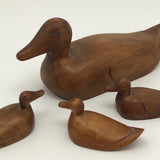 Hand-carved Wood Mother Duck and Three Ducklings