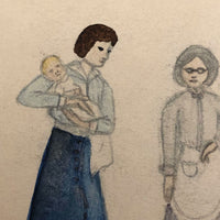 Antique "Suggestions for Costumes" Graphite and Watercolor Drawing #2