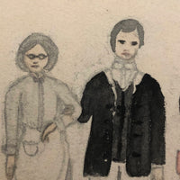 Antique "Suggestions for Costumes" Graphite and Watercolor Drawing #2