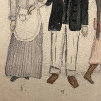 Antique "Suggestions for Costumes" Graphite and Watercolor Drawing #2