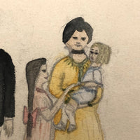 Antique "Suggestions for Costumes" Graphite and Watercolor Drawing #2