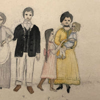Antique "Suggestions for Costumes" Graphite and Watercolor Drawing #2