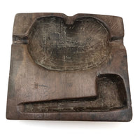 Wonderful OId Folk Art Ashray with Carved Recess for Pipe