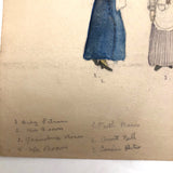 Antique "Suggestions for Costumes" Graphite and Watercolor Drawing #2