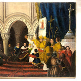Exquisite 1854 Oil on (Relined) Canvas History Painting of King's Coronation, A. Moreaux