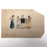 Antique "Suggestions for Costumes" Graphite and Watercolor Drawing #2