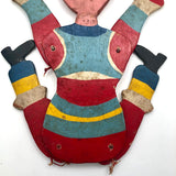 Fabulous Old Folk Art Large Jumping Jack Circus Clown