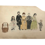 Antique "Suggestions for Costumes" Graphite and Watercolor Drawing #1