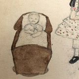 Antique "Suggestions for Costumes" Graphite and Watercolor Drawing #1