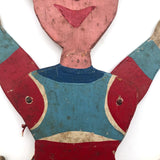 Fabulous Old Folk Art Large Jumping Jack Circus Clown