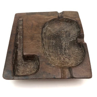Wonderful OId Folk Art Ashray with Carved Recess for Pipe