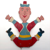 Fabulous Old Folk Art Large Jumping Jack Circus Clown