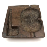 Wonderful OId Folk Art Ashray with Carved Recess for Pipe