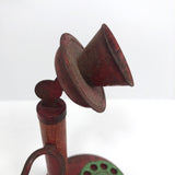 Red and Green Tin and Wood Vintage Toy Candlestick Telephone