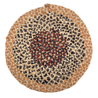 Antique Round Braided Silk Tabletop Mat - One of Two