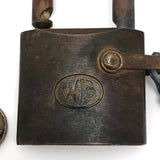 WB Old Heavy Brass Padlock on Chain, with Key