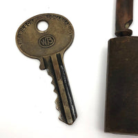 WB Old Heavy Brass Padlock on Chain, with Key