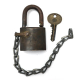 WB Old Heavy Brass Padlock on Chain, with Key