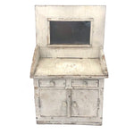 Sweet Handmade Miniature Cupboard with Mirror and Chippy White Paint