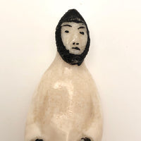 Native Alaskan Eskimo Carved Walrus Ivory Figure in Parka