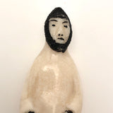 Native Alaskan Eskimo Carved Walrus Ivory Figure in Parka