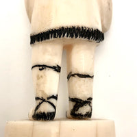 Native Alaskan Eskimo Carved Walrus Ivory Figure in Parka