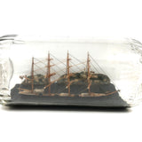 1920s Folk Art Ship in a Bottle Whimsy with Village, Signed B. Nielson
