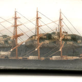 1920s Folk Art Ship in a Bottle Whimsy with Village, Signed B. Nielson