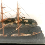 1920s Folk Art Ship in a Bottle Whimsy with Village, Signed B. Nielson