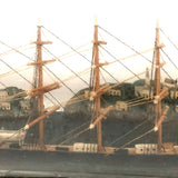 1920s Folk Art Ship in a Bottle Whimsy with Village, Signed B. Nielson