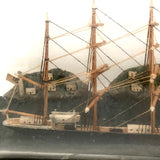 1920s Folk Art Ship in a Bottle Whimsy with Village, Signed B. Nielson