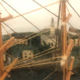 1920s Folk Art Ship in a Bottle Whimsy with Village, Signed B. Nielson